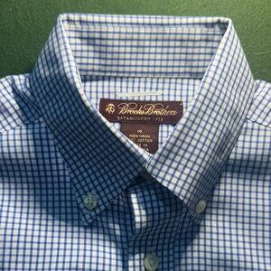 Brooks Brothers White and Blue Plaid Boy’s long sleeve Shirt, size 10